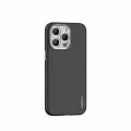 Чехол для iPhone 15 Pro (6.1), Recci Leather Case with MagSafe, c зашитой камер и кнопок, Черный+Серый