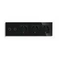 Сенсорный выключатель с розеткой 2кл. 3 розетки, 4 поста (2G+3EU) стекло299х86мм цвет черный
