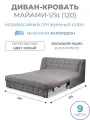 Диван кровать раскладной Майами-1/St (120) независимый пружинный блок аккордеон велюр серый со стразами Grand Family
