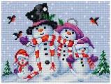 Алмазная мозаика Семья снеговиков (на магнитной основе), 20x28,5 см