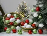Набор ёлочных шаров из пластика новогодний кутюрье, коллекция 'Рождественское утро', 60-70 мм, упаковка 60 шт, Kaemingk 020164/2000290