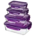 Набор контейнеров Oursson Сладкая слива CG3502SS/SP, для СВЧ, герметичные, 4шт, стекло