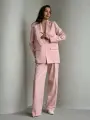 Костюм классический MATRESHKA_LOVE Комплект женский деловой нарядный с перьями, размер 44, пыльно-розовый