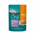 Purina ONE 75 г пауч влажный корм для кошек с чувствительным пищеварением, с курицей и морковью 52 шт