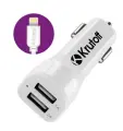Автомобильное ЗУ KRUTOFF CCH-01L 2xUSB, 2.1A + кабель 8-pin (white), 03570