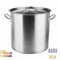 Кастрюля с крышкой 25 литров из нержавеющей стали AISI304 с ТРС (тройное дно) для индукции