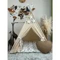 Вигвам для детей с ковриком, бежевый с сердцами. SWEET HOME for kids