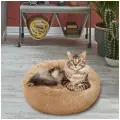 Пушистая лежанка d80 см +-5 см для крупных кошек и собак цвет песочный артикул PNL80