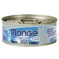 MONGE JELLY CAT для взрослых кошек с желтоперым тунцом и белой рыбой банка 80 гр х 24 шт