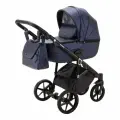 Коляска универсальная Adamex Bibione Deluxe 2 в 1, BI-SM9 - темно-синяя перламутр кожа