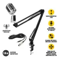 Микрофон винтажный серебристый, кабель 2.5 м XLR (female) – mini-jack 3.5 mm (male), на пантографе ST с усиленной струбциной