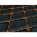 Стеганая Экокожа Dakota без клеевого слоя - Черный Ромб - Оранжевая нитка (100х140см) Простроченная - Прошитая экокожа + поролон 5мм + спанбонд.