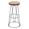 Барный стул ilwi MBL-W-SL-O-1-W/1/3 для кухни высокий из металла с деревянным сиденьем толщиной 40 мм в стиле лофт, подарок на день рождения
