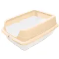 Туалет для кошек прямоугольный с высоким бортом Пушок, белый/бежевый, 455*350*190мм, Gamma