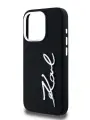 Lagerfeld для iPhone 15 Pro чехол Liquid silicone Signature Metal logo & Camera frame Hard Black