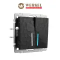 Проходной двухклавишный выключатель/переключатель с подсветкой Werkel Hammer W1222108 черный IP20