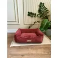 Лежанка со съёмным чехлом Pets Parking, S (65x50 см), для собак и кошек, велюр, гипоаллергенный холлофайбер, терракотовая