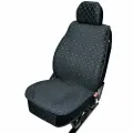Накидки-чехлы для Ауди с4 (2002 - 2004) универсал 5 дверей / Audi S4 на передние сиденья Luxe Soty, Велюр, Черный с бежевой строчкой.