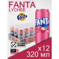 Fanta Lychee, 0.32 л, 12 шт, банка (газированный напиток Фанта Личи, жб, Малайзия)