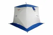 Палатка Пингвин Призма, для рыбалки, однослойная, белая/синяя, 185х185 см