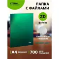 Папка с 20 вкладышами СТАММ Хамелеон А4, 14мм, 700 мкм, пластик, зеленый хамелеон