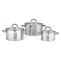 Набор посуды LARA BERLIN LR02-119, сталь, для плит, серебристый, бежевый, 3 кастрюли