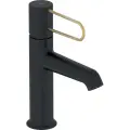 Смеситель Jacob Delafon Odeon Rive Gauche E21028-GLD-BL для раковины, донный клапан, черный/золото