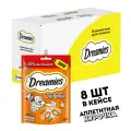 Лакомство DREAMIES для взрослых кошек с курицей, 8 пачек по 200 г