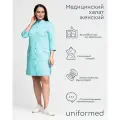 Халат медицинский женский 383.4.2 Uniformed, сатори стрейч, укороченный, рукав 3/4, на кнопках, цвет голубой, размер 62