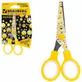 Ножницы детские Brauberg Смайлики, 130мм, закругленные, с цветной печатью, желто-белые (232274), 12шт.