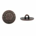 64391 Пуговица 'Герб' 24L (15мм) на ножке, цветной металл, темная медь, 50 шт