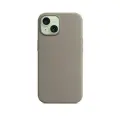 Чехол силиконовый Магсейф для iPhone 15 Clay с анимацией NFC, Silicone case Магсейф для айфон 15 - Титановый