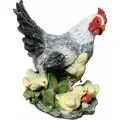 Садовая фигурка для сада и дачи Курица с 4-мя цыплятами серая 36х30х24