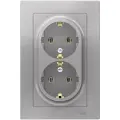 SE AtlasDesign Алюминий Розетка с/з двойная, 16А, в сборе (комплект 9шт)