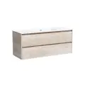 Тумба подвесная SANCOS Libra 1190х450х500, c двумя ящиками оснащенными доводчиками, дуб галифакс натуральный, арт. LB120-1EG