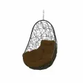 Подвесное кресло овал ротанг серое (без стойки), коричневая подушка
