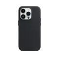Кожаный чехол Магсейф для iPhone 14 Pro Max Midnight / Анимация NFC / Leather Case Магсейф для Айфон 14 Про Макс / Чёрный