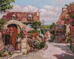 Алмазная мозаика Белоснежка Франция. Локронан / Набор алмазной мозаики 40х50 см / На подрамнике / Полная выкладка / Город / Цветы