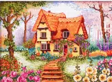 Набор для вышивания крестиком Белоснежка Сказочный домик / Набор для вышивания 26х36 см / Дом / Сказка / Цветы