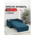 Кресло-кровать с ящиком раскладное Аккордеон, Беспружинное, 88х203, Валенсия, велюр синий