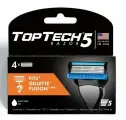 Набор из 3 штук Сменные кассеты мужские TopTech Razor 5 лезвий, 4шт, совместимы с Gillette fusion