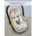 Матрасик-вкладыш в автолюльку Животные с грибочками 60*45 см, универсальный.