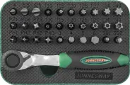 Набор Jonnesway Трещотка миниатюрная 1/4DR со вставками-битами, 32 предмета, RD01032S