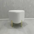 Пуф MPlast Дольче, ткань букле белый, 40 см x 45 см x 40 см, опора металл золото глянец 15 см