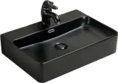 Накладная раковина SantiLine SL-1003MB 61 черная, прямоугольная, фаянсовая, без отверстия под смеситель, 60, 5 см, российская