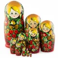Матрёшка деревянная авторская Как хохлома 10 мест 25 см сувенир Azhna