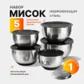 Набор мисок Knifeld с силиконовым дном, крышками и теркой, 5 шт