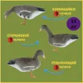Чучела гусей для охоты (15шт) Белолобые сминаемые на ножке (XPE)