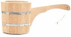 Ковш-черпак Банные штучки Цветы, бондарный, дерево, липа, 1.5л, длина ручки 49см