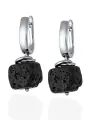 Серьги с подвесками L'attrice, вулканическая лава, серебристый/черный